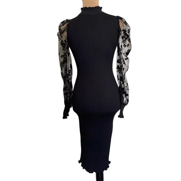 Almost Famous Long Sleeve Fine Gauge Mock Neck Dress Sz S - Picture 5 of 7